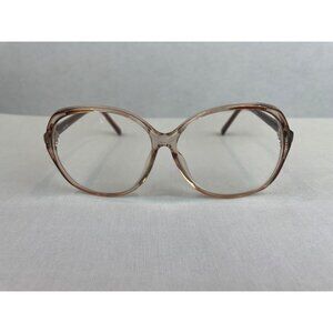 Vintage Clear & Brown Round Eyeglass Frames Full Rim